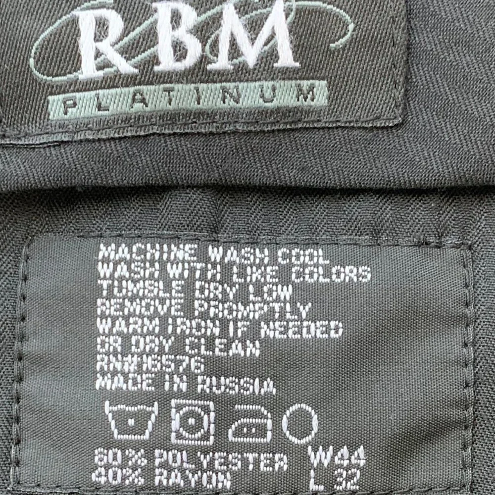 RBM black “charcoal” pleated cuffed dress or suit pant.
